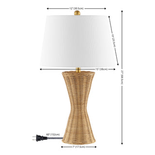 Laura 27" Coastal Designer Iron/Rattan Wicker LED Table Lamp - JONATHAN Y