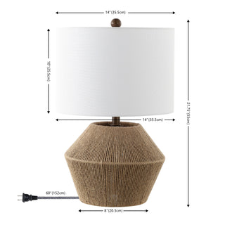 Alma 21.75" Coastal Rustic Iron/Rope LED Table Lamp - JONATHAN Y
