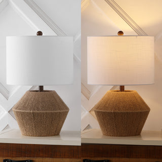 Alma 21.75" Coastal Rustic Iron/Rope LED Table Lamp - JONATHAN Y