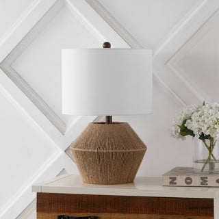 Alma 21.75" Coastal Rustic Iron/Rope LED Table Lamp - JONATHAN Y