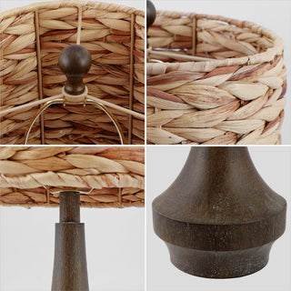 Theodore 21" Rustic Farmhouse Handwoven Rattan/Resin LED Table Lamp - JONATHAN Y