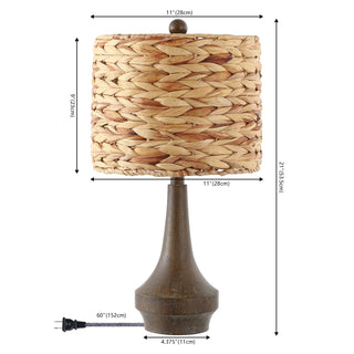 Theodore 21" Rustic Farmhouse Handwoven Rattan/Resin LED Table Lamp - JONATHAN Y