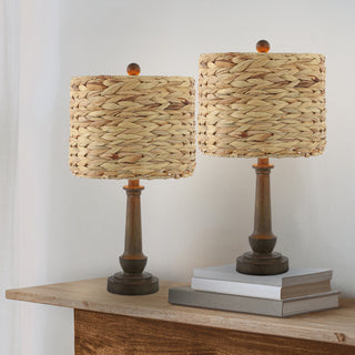 Theodore 21" Rustic Farmhouse Handwoven Rattan/Resin LED Table Lamp - JONATHAN Y