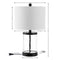 Alexander 21" Modern Designer Iron/Water Glass LED Table Lamp with USB Charging Port