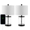 Alexander 21" Modern Designer Iron/Water Glass LED Table Lamp with USB Charging Port