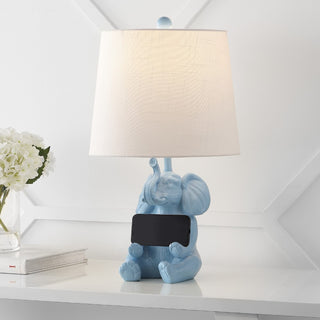 Kairi 21" Modern Shabby Chic Resin/Iron Happy Elephant LED Kids' Table Lamp with Phone Stand - JONATHAN Y
