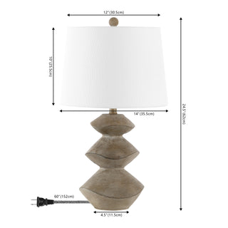 Laken Minimalist Coastal Resin/Iron 3-Stack Cairn LED Table Lamp - JONATHAN Y