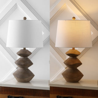 Laken Minimalist Coastal Resin/Iron 3-Stack Cairn LED Table Lamp - JONATHAN Y