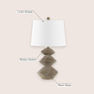 Laken Minimalist Coastal Resin/Iron 3-Stack Cairn LED Table Lamp - JONATHAN Y