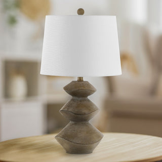 Laken Minimalist Coastal Resin/Iron 3-Stack Cairn LED Table Lamp - JONATHAN Y