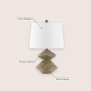 Laken Minimalist Coastal Resin/Iron 3-Stack Cairn LED Table Lamp - JONATHAN Y