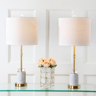 Harper 27" Marble/Crystal LED Table Lamp - JONATHAN Y