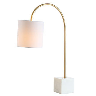 Fisher 25" Marble/Brass LED Table Lamp - JONATHAN Y