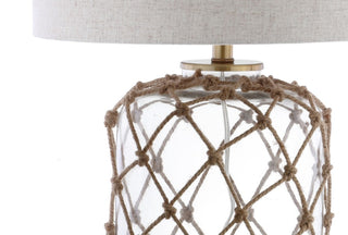 Mer 26.5" Glass and Rope LED Table Lamp - JONATHAN Y