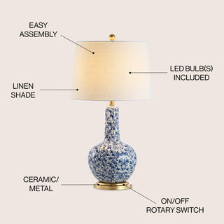 Chinois 30" Ceramic/Iron Classic Cottage LED Table Lamp - JONATHAN Y