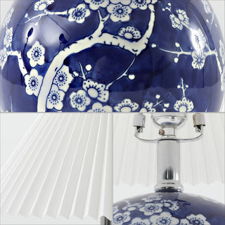 Shishen 19.5" Cottage Classic Chinoiserie Ceramic Orb LED Table Lamp with Pleated Shade - JONATHAN Y