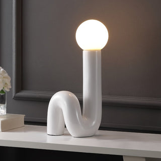 Katya 18" Scandinavian Minimalist Ceramic Spiral Tube LED Table Lamp - JONATHAN Y