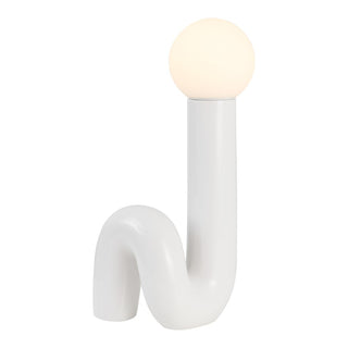 Katya 18" Scandinavian Minimalist Ceramic Spiral Tube LED Table Lamp - JONATHAN Y