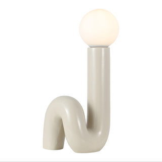 Katya 18" Scandinavian Minimalist Ceramic Spiral Tube LED Table Lamp - JONATHAN Y