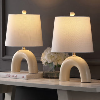 Zadie 17.75" Scandinavian Minimalist Ceramic Arch LED Table Lamp - JONATHAN Y