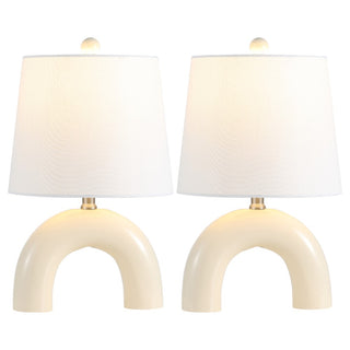 Zadie 17.75" Scandinavian Minimalist Ceramic Arch LED Table Lamp - JONATHAN Y