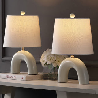 Zadie 17.75" Scandinavian Minimalist Ceramic Arch LED Table Lamp - JONATHAN Y