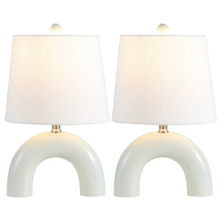 Zadie 17.75" Scandinavian Minimalist Ceramic Arch LED Table Lamp - JONATHAN Y