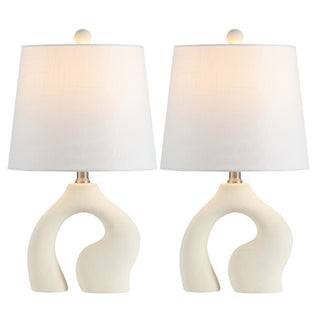 Tula 19" Scandinavian Minimalist Ceramic Arch LED Table Lamp - JONATHAN Y