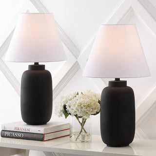 Elinore 24.5" Minimalist Scandinavian Resin/Iron Ginger Jar LED Table Lamp - JONATHAN Y