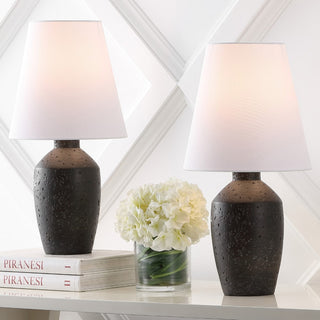 Xander 19.5" Minimalist Scandinavian Concrete Effect Resin/Iron Ginger Jar LED Table Lamp - JONATHAN Y
