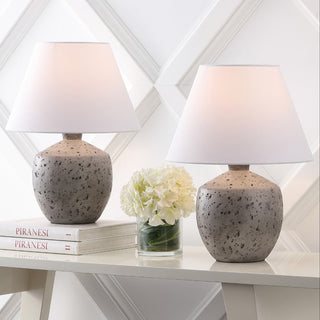 Myron 18" Minimalist Scandinavian Concrete Effect Resin/Iron LED Table Lamp - JONATHAN Y