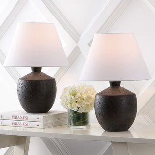 Myron 18" Minimalist Scandinavian Concrete Effect Resin/Iron LED Table Lamp - JONATHAN Y