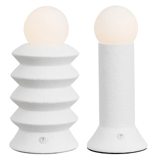 Soren 13" Modern Scandinavian Ceramic/Glass Geometric Integrated LED Table Lamp, Set of 2