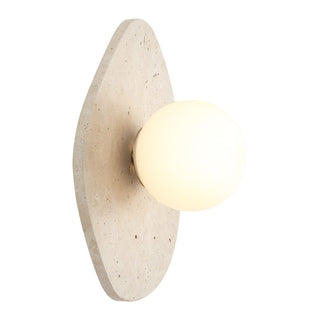 Tivoli 12" Modern Minimalist 1-Light Ovoid Travertine LED Wall Sconce