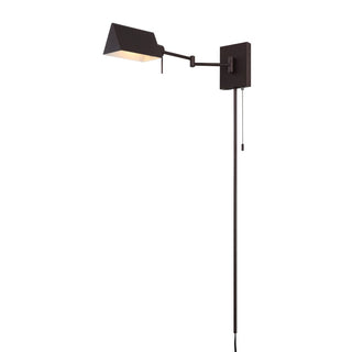 Arlo Farmhouse Industrial Single Swing Arm Plug-In or Hardwired Iron LED Wall Sconce with Pull-Chain - JONATHAN Y