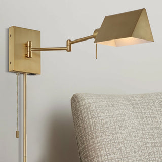 Arlo Farmhouse Industrial Single Swing Arm Plug-In or Hardwired Iron LED Wall Sconce with Pull-Chain - JONATHAN Y