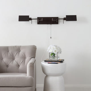 Arlo Farmhouse Industrial Single Swing Arm Plug-In or Hardwired Iron LED Wall Sconce with Pull-Chain