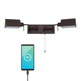 Arlo Farmhouse Industrial Single Swing Arm Plug-In or Hardwired Iron LED Wall Sconce with Pull-Chain