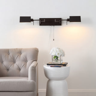 Arlo Farmhouse Industrial Single Swing Arm Plug-In or Hardwired Iron LED Wall Sconce with Pull-Chain