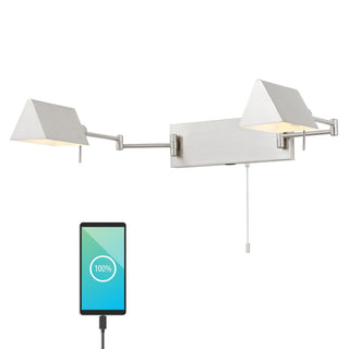 Arlo Farmhouse Industrial Single Swing Arm Plug-In or Hardwired Iron LED Wall Sconce with Pull-Chain
