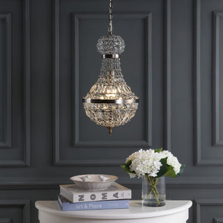 Regina Crystal/Metal Empire LED Pendant - JONATHAN Y