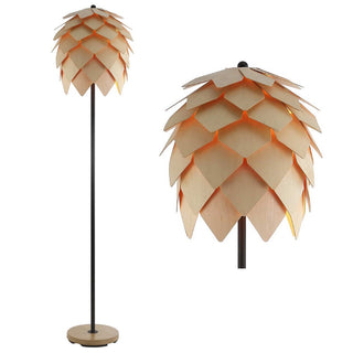 Simon 63" Pinecone Wood/Metal LED Floor Lamp - JONATHAN Y
