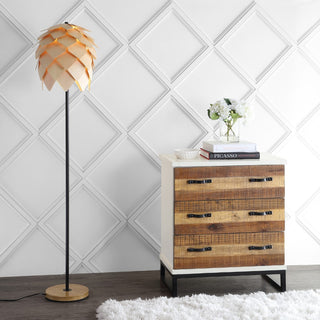 Simon 63" Pinecone Wood/Metal LED Floor Lamp - JONATHAN Y