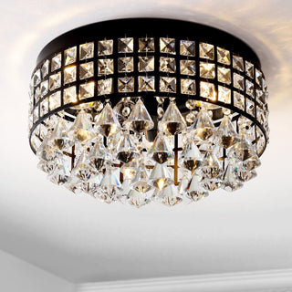 Meredith 14.5" Crystal Drops/Metal LED Flush Mount - JONATHAN Y
