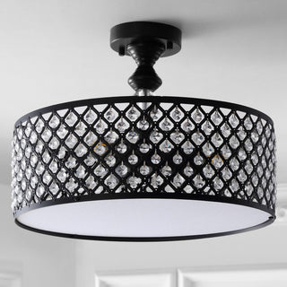 Elise 17" Crystal/Metal Drum Semi-Flush Mount - JONATHAN Y