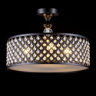 Elise 17" Crystal/Metal Drum Semi-Flush Mount - JONATHAN Y