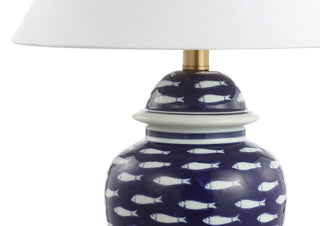 School of Fish 22" Ginger Jar Ceramic/Metal LED Table Lamp - JONATHAN Y