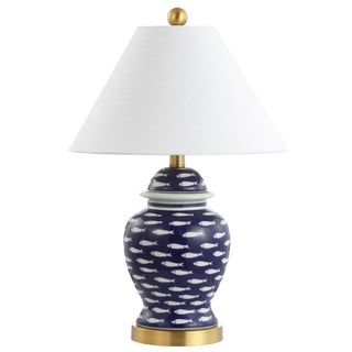 School of Fish 22" Ginger Jar Ceramic/Metal LED Table Lamp - JONATHAN Y