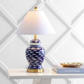 School of Fish 22" Ginger Jar Ceramic/Metal LED Table Lamp - JONATHAN Y
