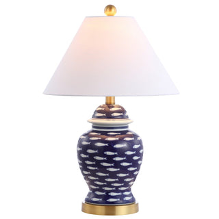 School of Fish 22" Ginger Jar Ceramic/Metal LED Table Lamp - JONATHAN Y